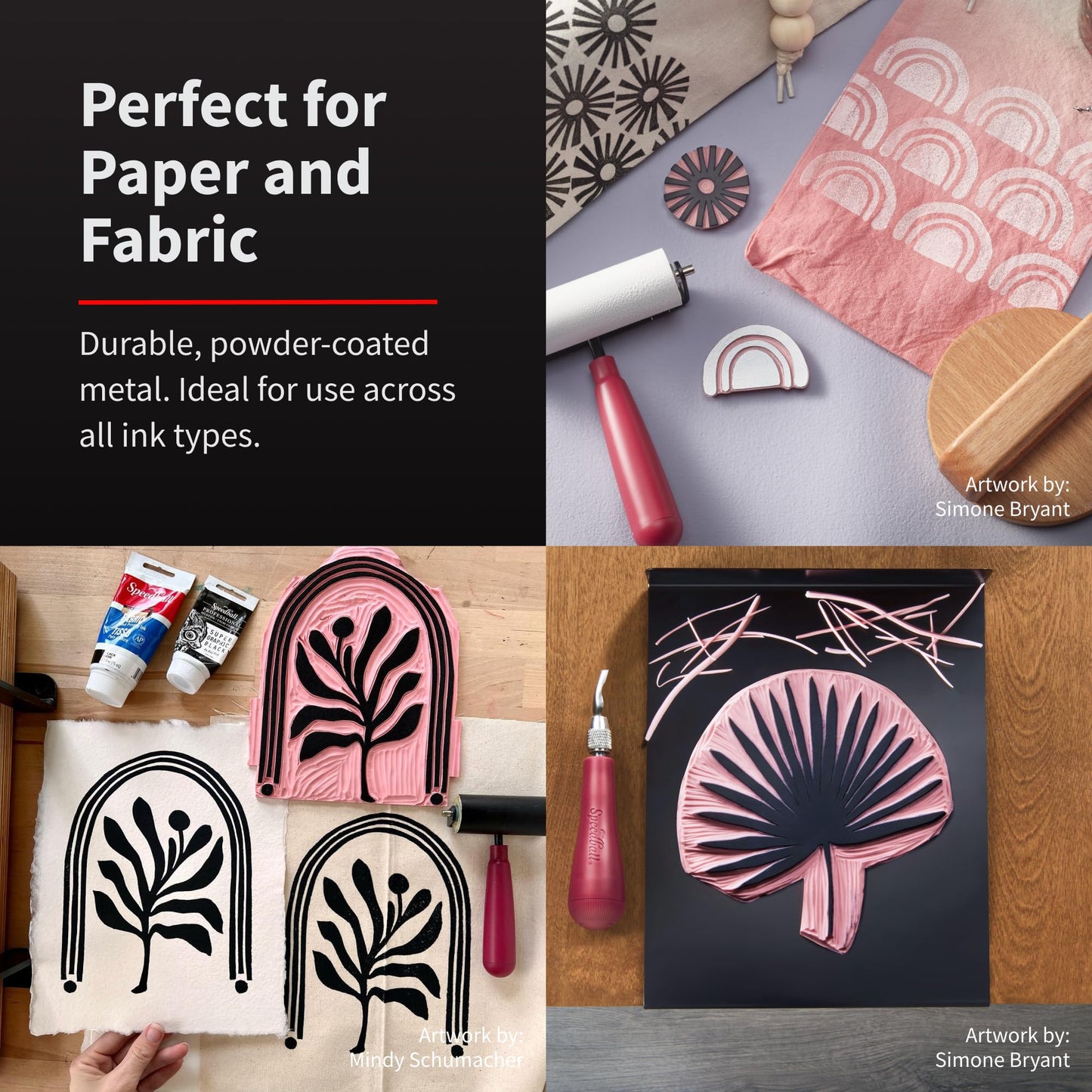 Speedball Bench Hook and Inking Plate for Block Printing Carving, 9"x7", Made in USA