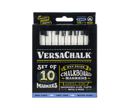 VersaChalk Liquid Chalk Markers 10/Pkg-White Bold 5mm