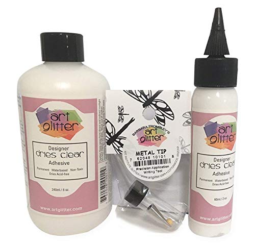 Designer Dries Adhesive Clear Glue Kit Bundle-3 items 8oz,2oz and Metal Tip