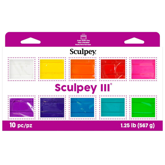 Sculpey III Polymer Oven-Bake Clay, Non Toxic, Bright Ideas, 10/Pkg