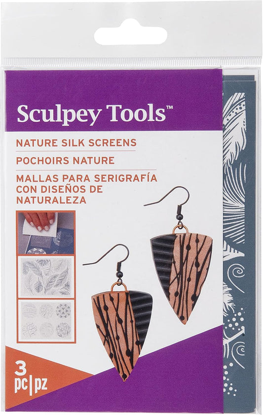 Sculpey Tools Silk Screen Nature, Reusable 3 Piece Set