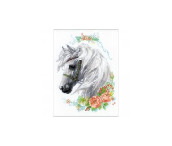 RIOLIS Counted Cross Stitch Kit 11.75"X17.75"--- White Mane & Roses (14 Count)