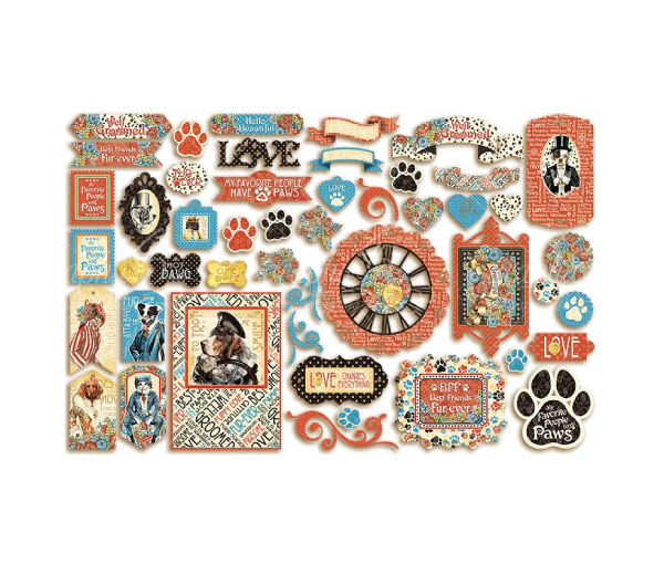 Graphic 45 - Well Groomed Cardstock Die-Cut Ephemera Assortment